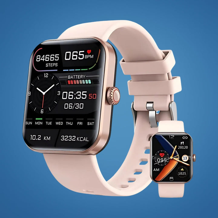 Fitness watch & health tracker with non-invasive blood glucose. Monitors heart rate, steps, and sleep for wellness.