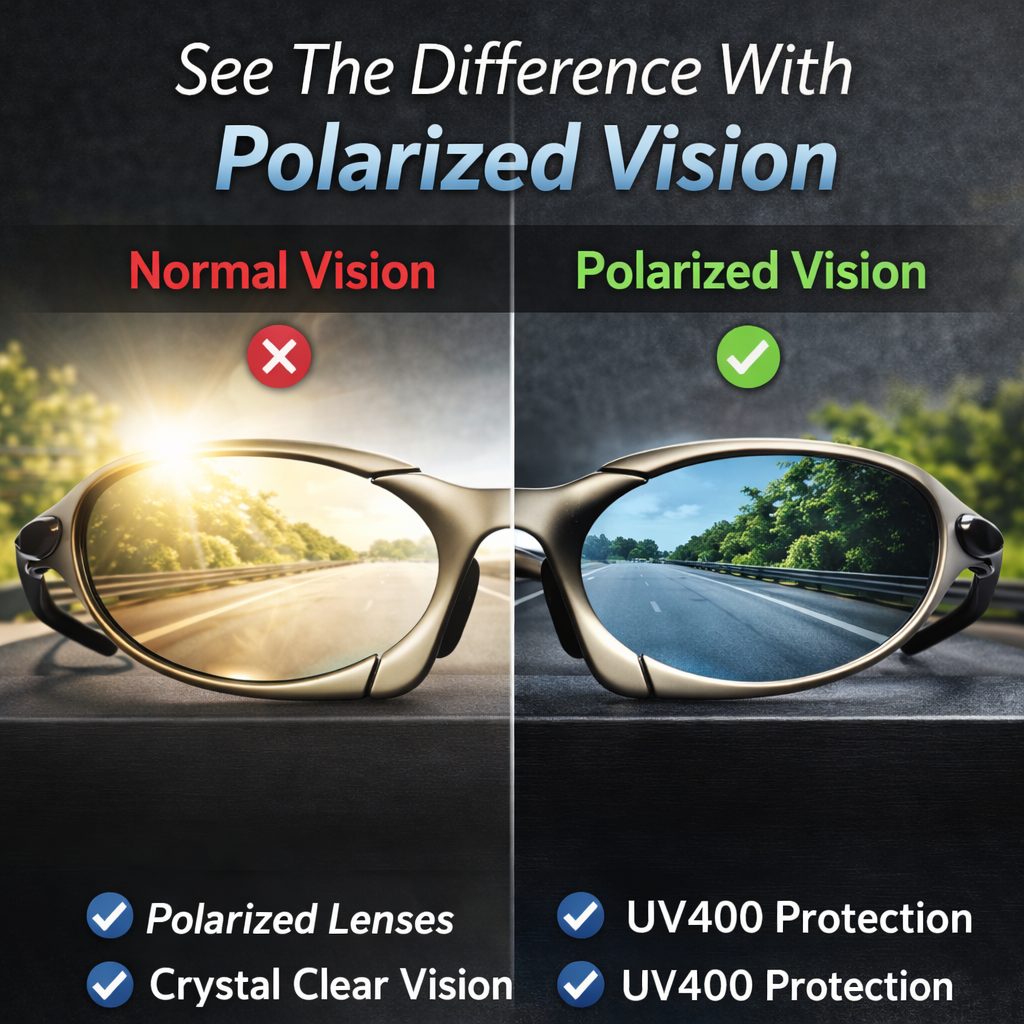 Lightweight unisex sport sunglasses for cycling and running, offering superior UV protection and glare reduction.
