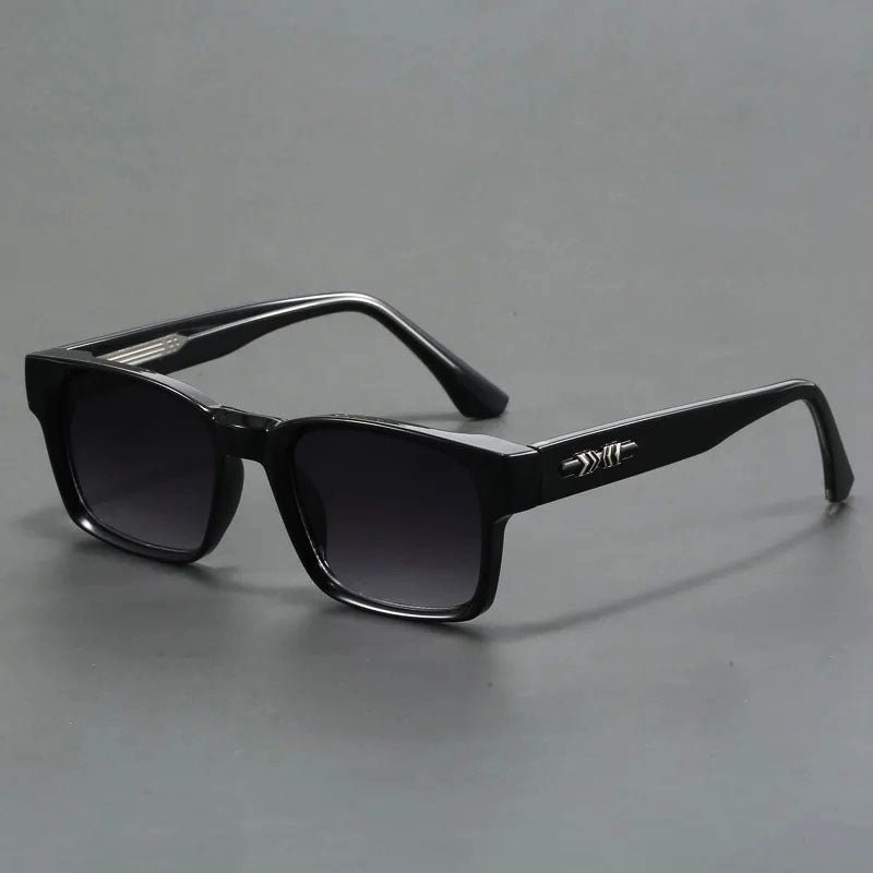 Unisex square acetate sunglasses with gradient UV400 lenses. Stylish eye protection & vintage fashion accessory.