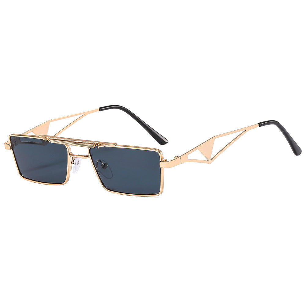 Modern unisex square frame sunglasses with mirrored lenses. Versatile fashion eyewear for stylish sun protection.