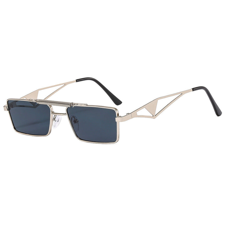 Bold unisex square frame sunglasses with reflective mirrored lenses. Fashion-forward UV protection eyewear.