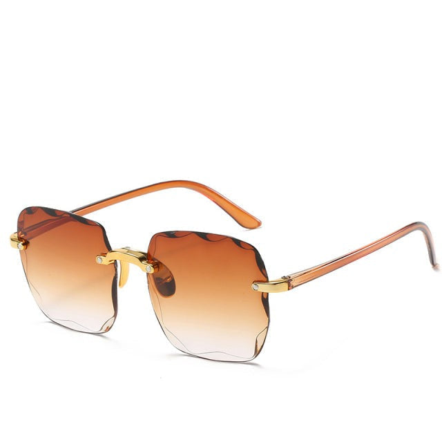 Lightweight unisex square rimless eyewear with a vintage aesthetic, providing full UV400 sun protection.