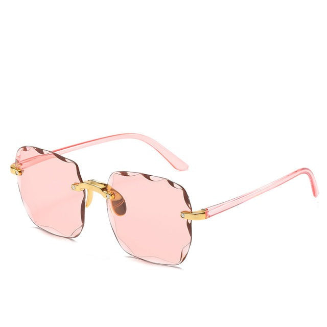 UV400 protected unisex vintage square rimless sunglasses, ultra-lightweight design for comfort and style.