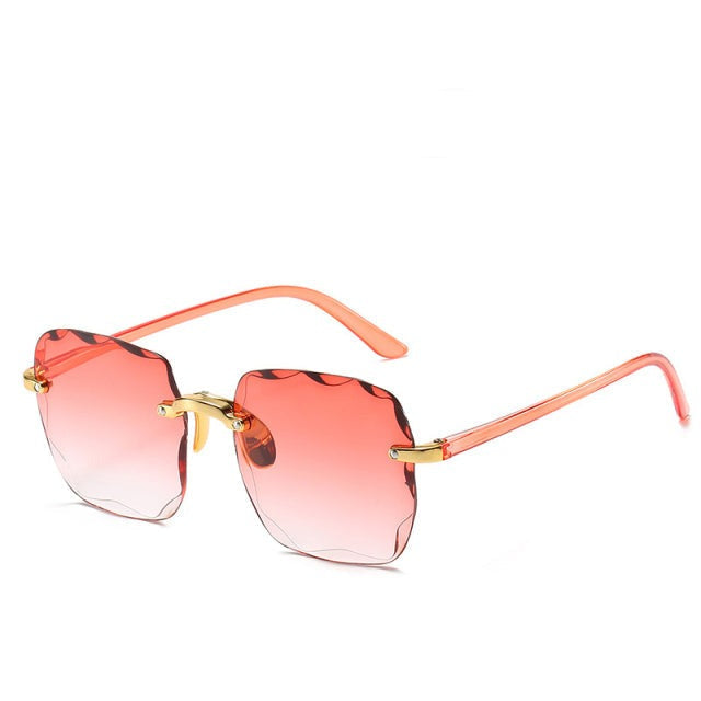 Modern-vintage square rimless sunglasses, lightweight unisex design with reliable UV400 eye protection.