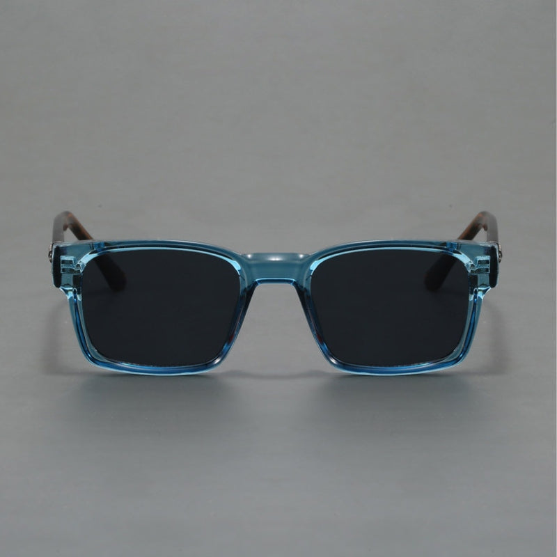 Stylish squared frame sunglasses, unisex, with UV400 protection, anti-glare lenses & metal hinges.