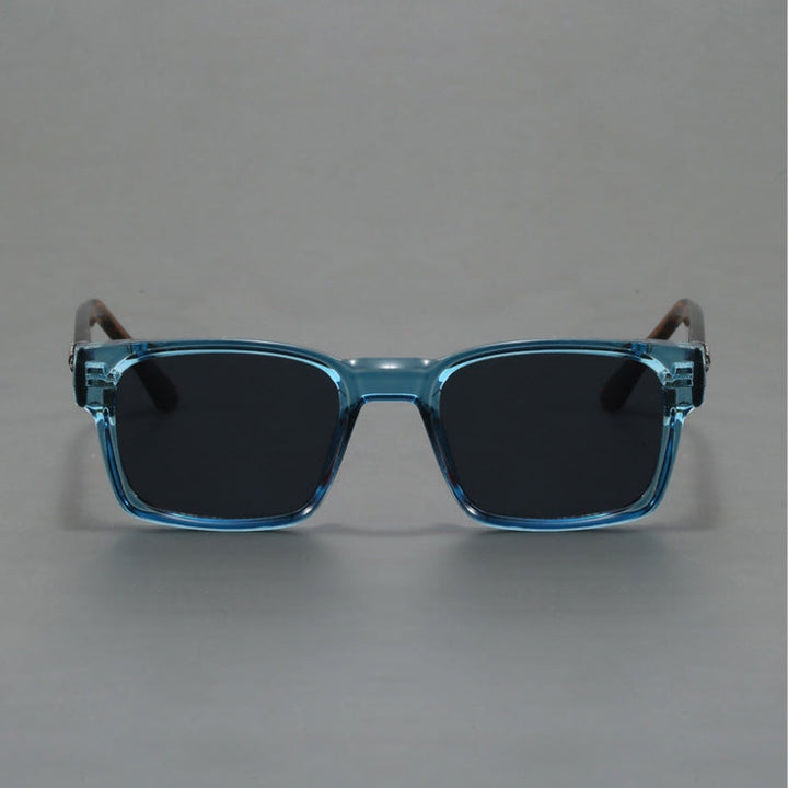 Stylish squared frame sunglasses, unisex, with UV400 protection, anti-glare lenses & metal hinges.