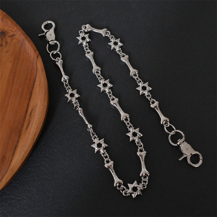 Statement gothic necklace featuring a detailed cross and bone pendant, perfect for unisex fashion.