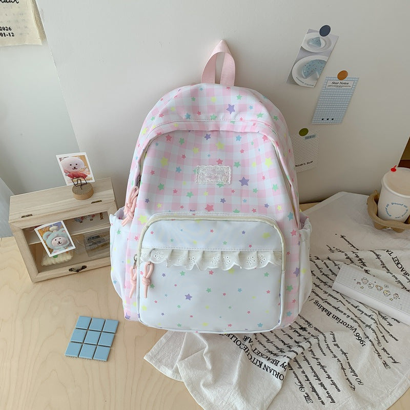 Colorful unisex backpack featuring a unique star print. A durable and versatile bag for school, travel, or daily use.