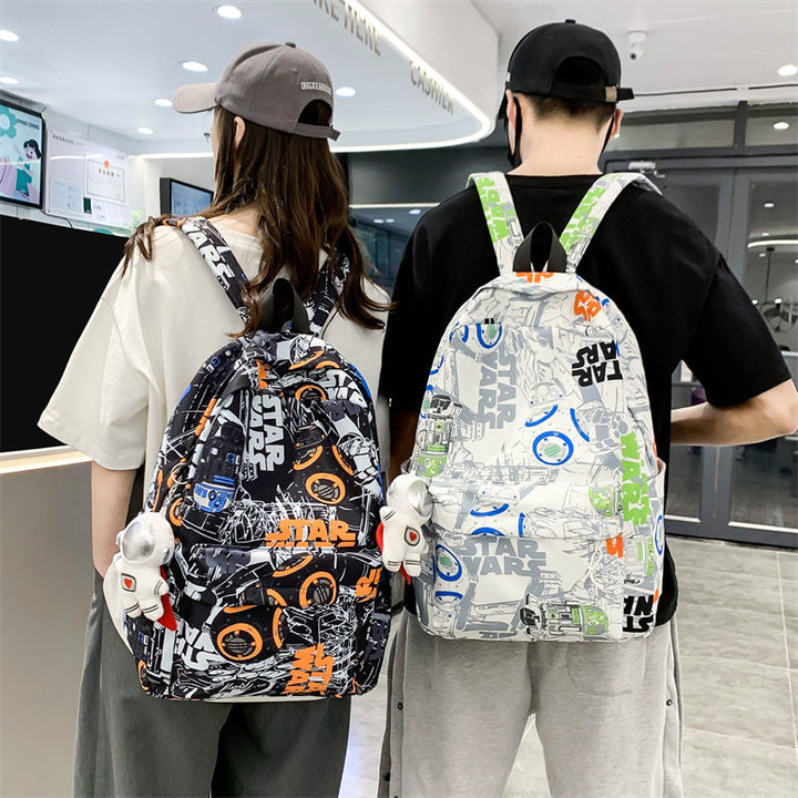 Comfortable unisex Star Wars backpack with padded, adjustable straps & breathable back for daily school use or travel.