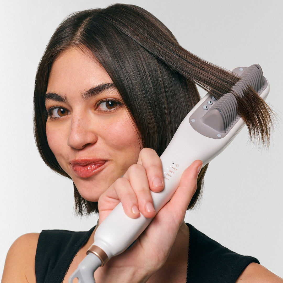 Unisex Steam Hair Straightening Brush for smooth, frizz-free hair. Ionic ceramic bristles for healthy styling.