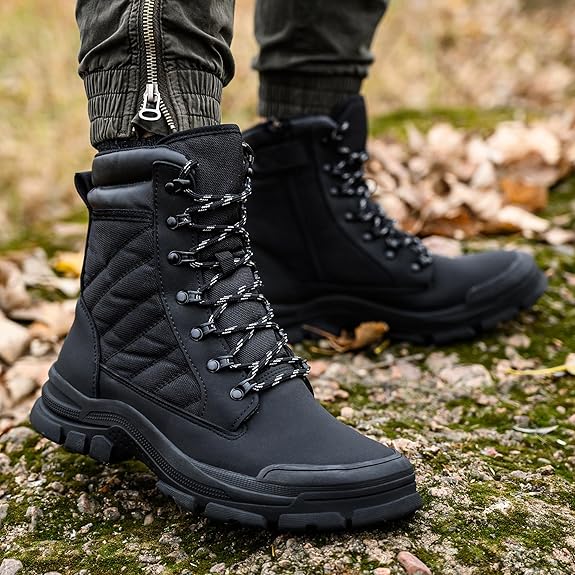 Protective steel toe work boots, unisex, with side zipper for easy on/off. Essential safety shoes for workers.