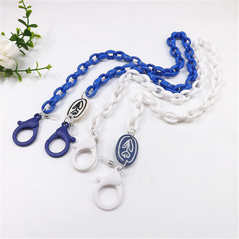 Unisex stylish plastic glasses holder neck chain. Secure & fashionable eyewear accessory for reading glasses.