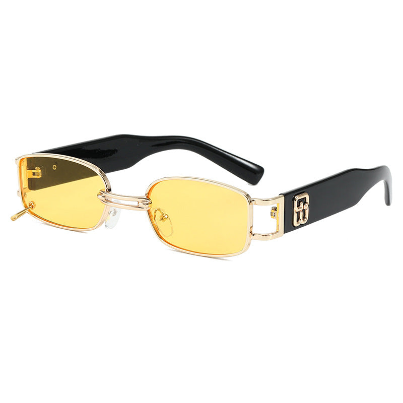 Contemporary unisex rectangular sunglasses. Modern eye protection with stylish frames and UV blocking lenses.
