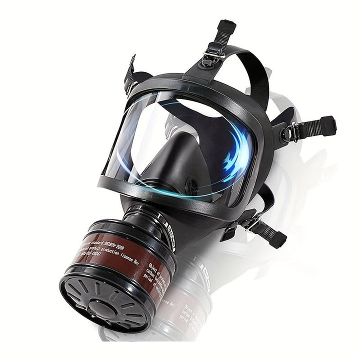 Advanced full face gas mask with activated carbon filter, providing ultimate chemical and dust defense.