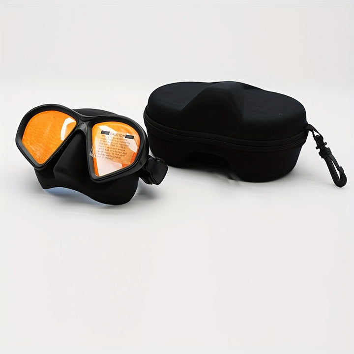 Dive mask for adults, tempered anti-fog lens, integrated camera mount, water sports essential.