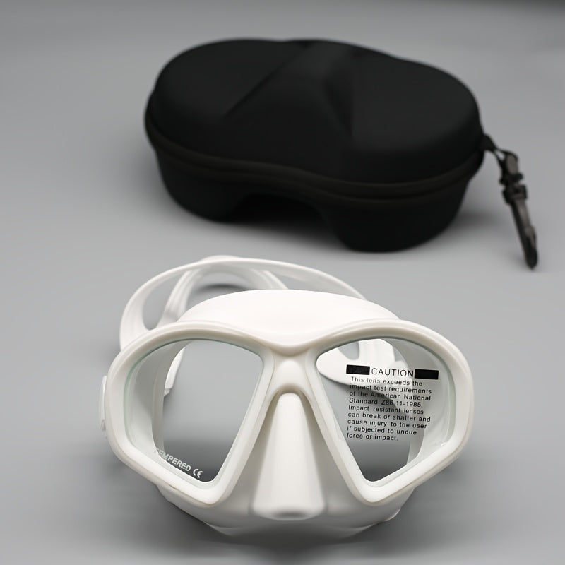 Adult anti-fog dive goggles with camera mount & tempered lens, for serious underwater enthusiasts.