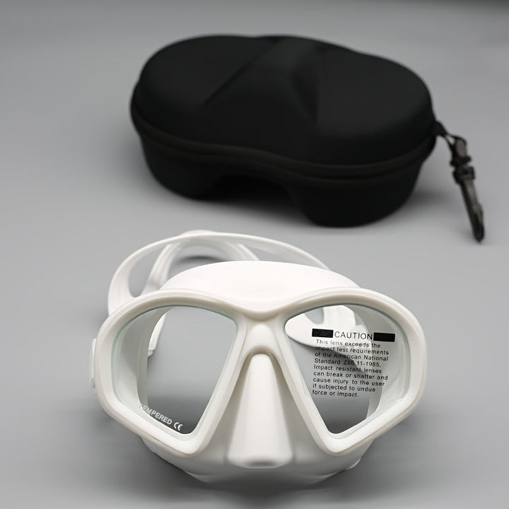 Adult anti-fog dive goggles with camera mount & tempered lens, for serious underwater enthusiasts.