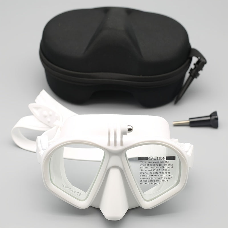 Clear vision unisex dive mask, tempered anti-fog lens, and sturdy camera mount.