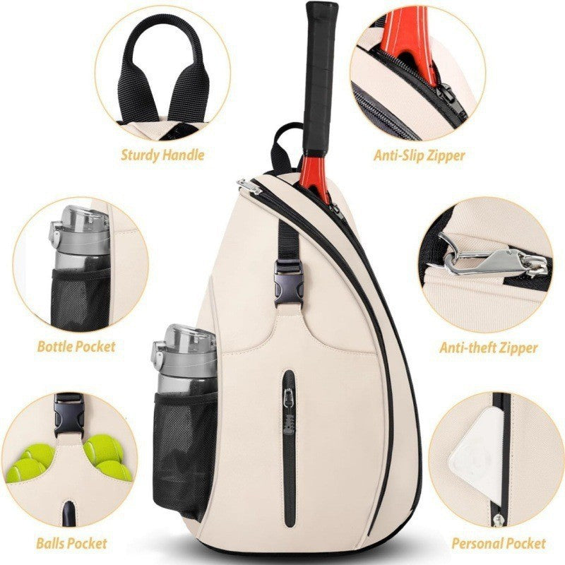Athletic tennis backpack with spacious racket compartment, fits 2 rackets. Durable & secure design.
