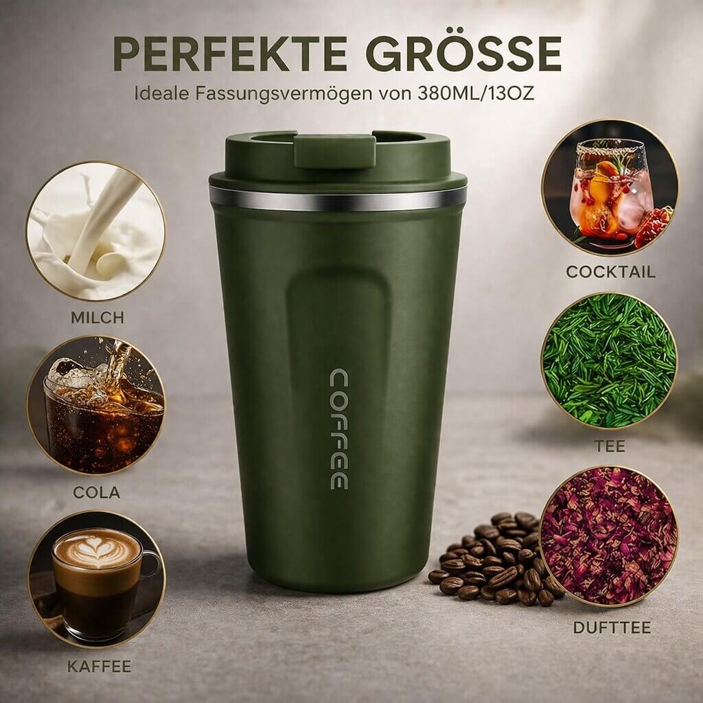 Modern unisex insulated cup with digital temperature display, keeps drinks hot or cold for hours.