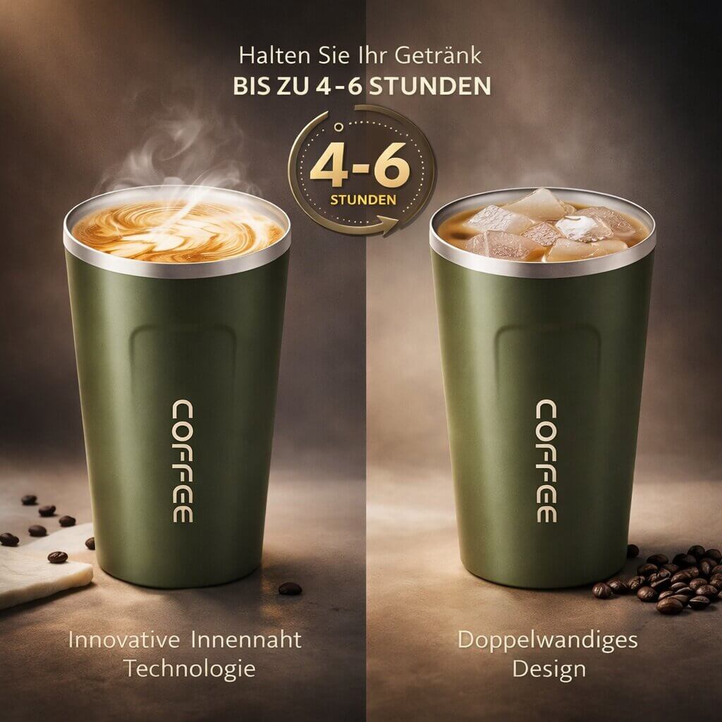 Durable thermal travel mug, stainless steel, with leak-proof lid and digital display for temp.
