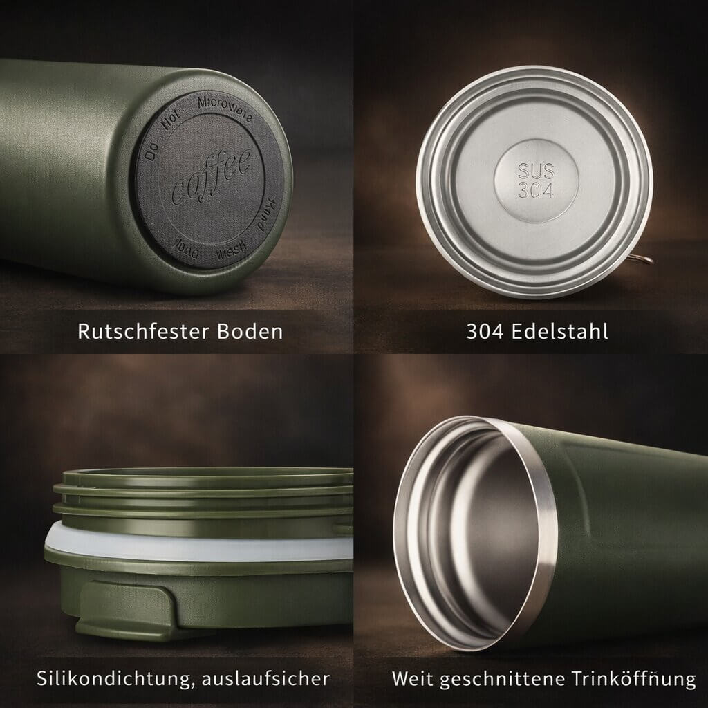 Portable vacuum insulated mug for hot and cold beverages, featuring a digital temperature display.