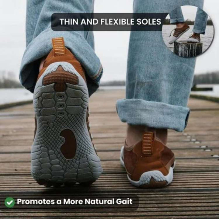 Healthy footwear: TrailFlex Pro barefoot shoes offering natural movement & non-slip grip for all outdoor activities.