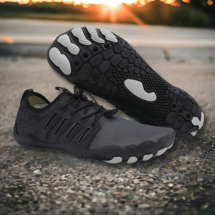 Close-up of TrailFlex Pro barefoot shoe's non-slip sole, showing flexible design for healthy, natural movement.