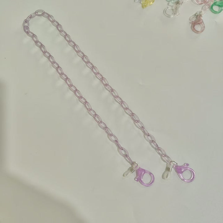 Modern clear spectacle chain for secure and convenient eyewear access.