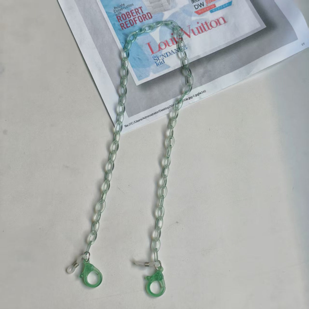 Elegant transparent eyewear accessory, a practical and stylish glasses chain.