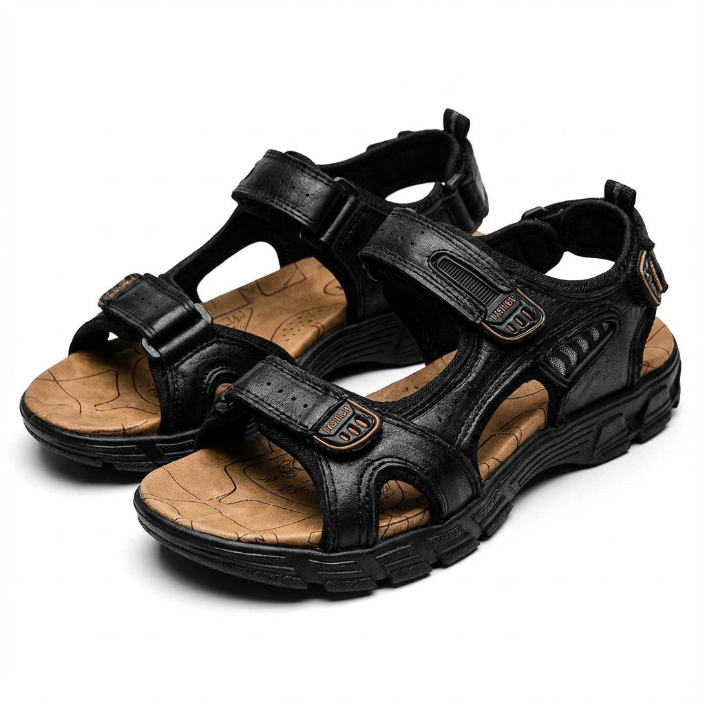 Unisex trekking sandals with adjustable velcro straps, providing comfort & durable grip for outdoor hiking.