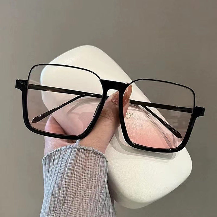 Black oversized fashion glasses frame, unisex trendy plastic eyewear, perfect eye accessory for any outfit.
