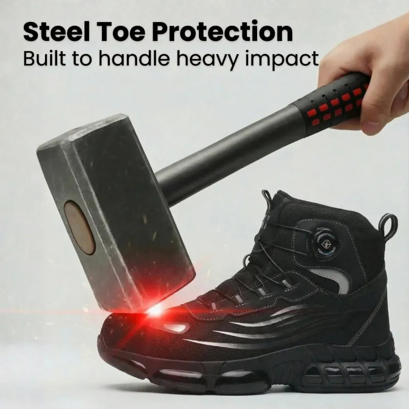 Protective waterproof safety boots, ultra-lightweight design for durable outdoor work. Unisex and comfortable.