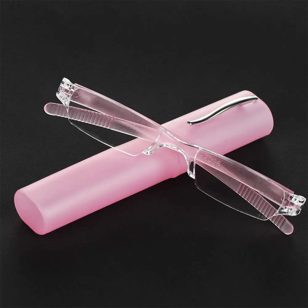 Unisex metal frame reading glasses, offering ultra-thin portability. Compact eyewear for clear vision anywhere.