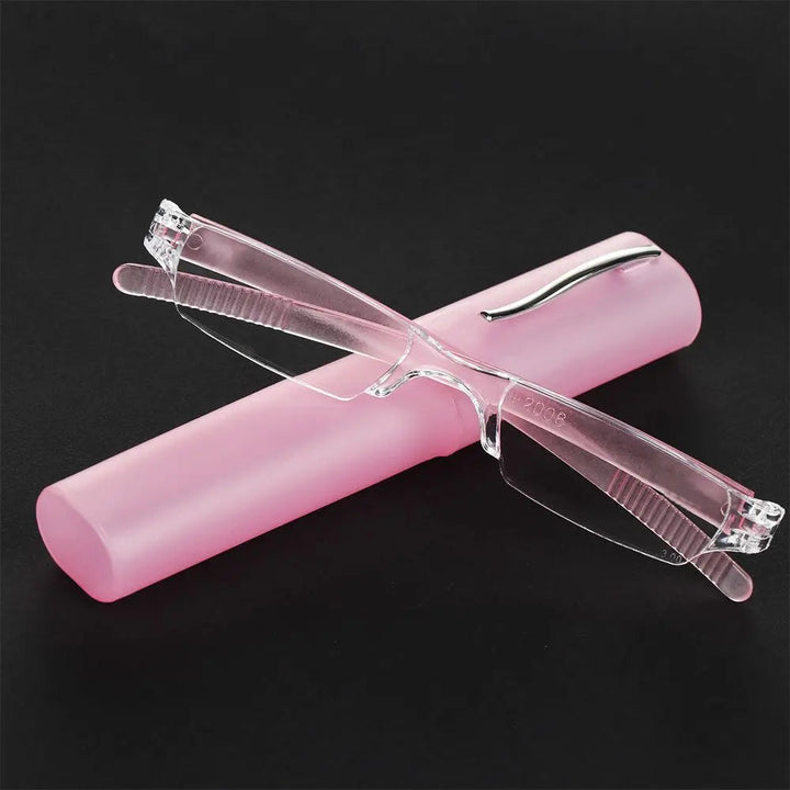 Unisex metal frame reading glasses, offering ultra-thin portability. Compact eyewear for clear vision anywhere.
