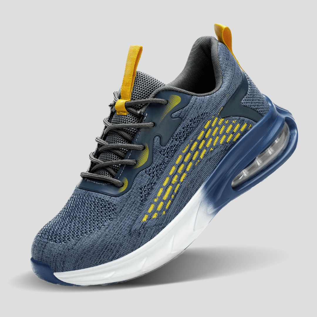 Modern unisex ultralight work shoes with safety toe, providing orthopedic comfort & foot support.