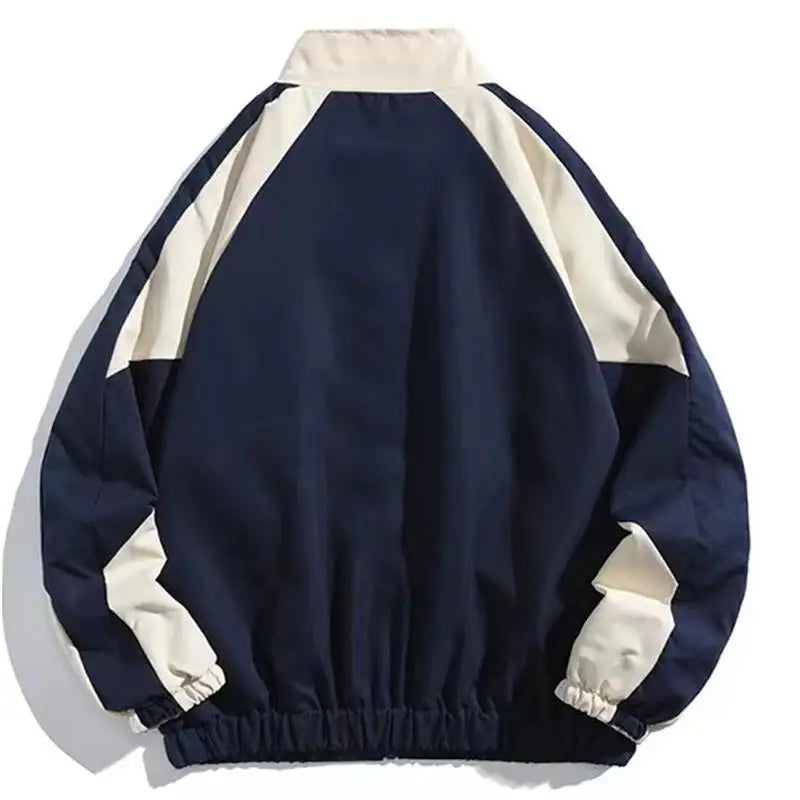 Unisex urban color-block windbreaker jacket. Lightweight, weather-resistant outerwear for spring & fall streetwear.