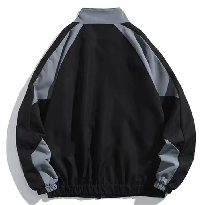 Stylish color-block unisex windbreaker. Lightweight, weather-resistant jacket perfect for urban spring & fall layering.