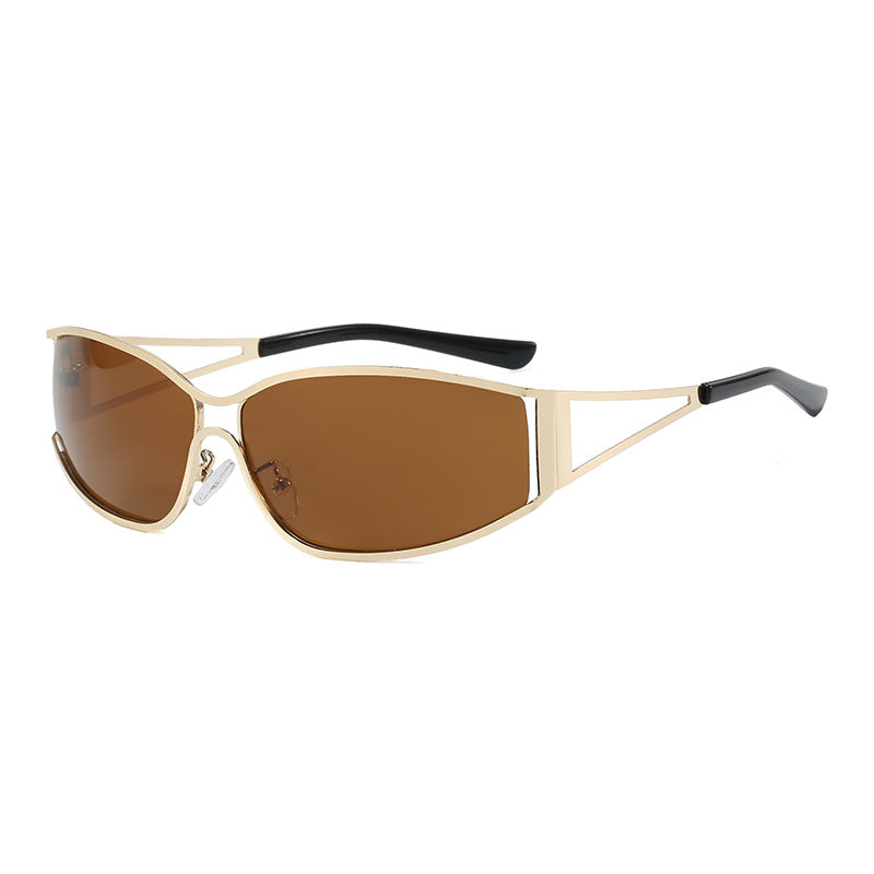 Close-up of sleek unisex fashion sunglasses. Durable frames provide excellent UV protection & trendy style.