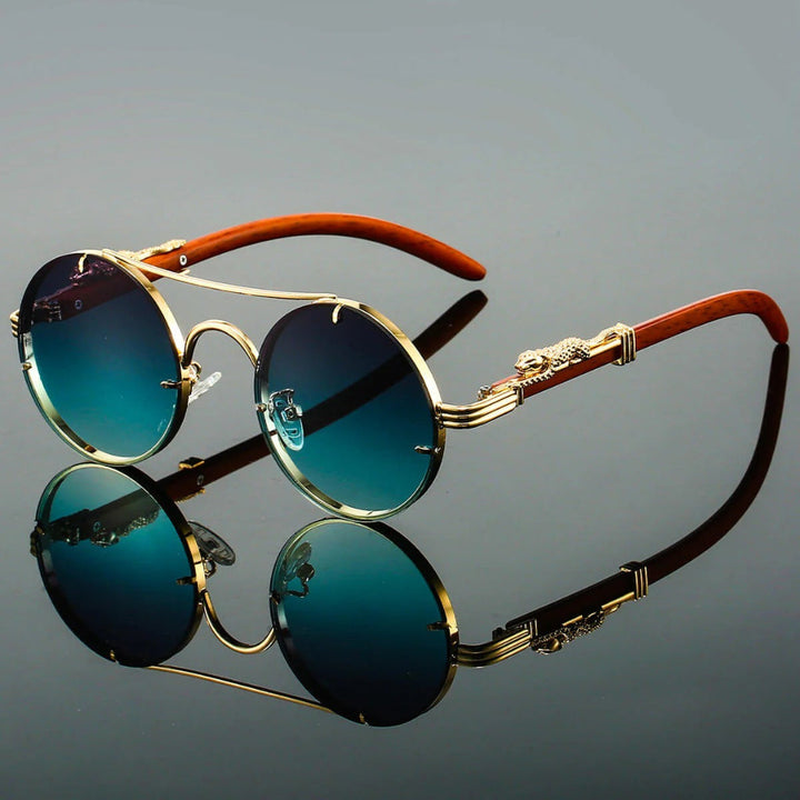 Stylish unisex vintage double bridge sunglasses, UV protection & gradient lenses for retro eye protection.