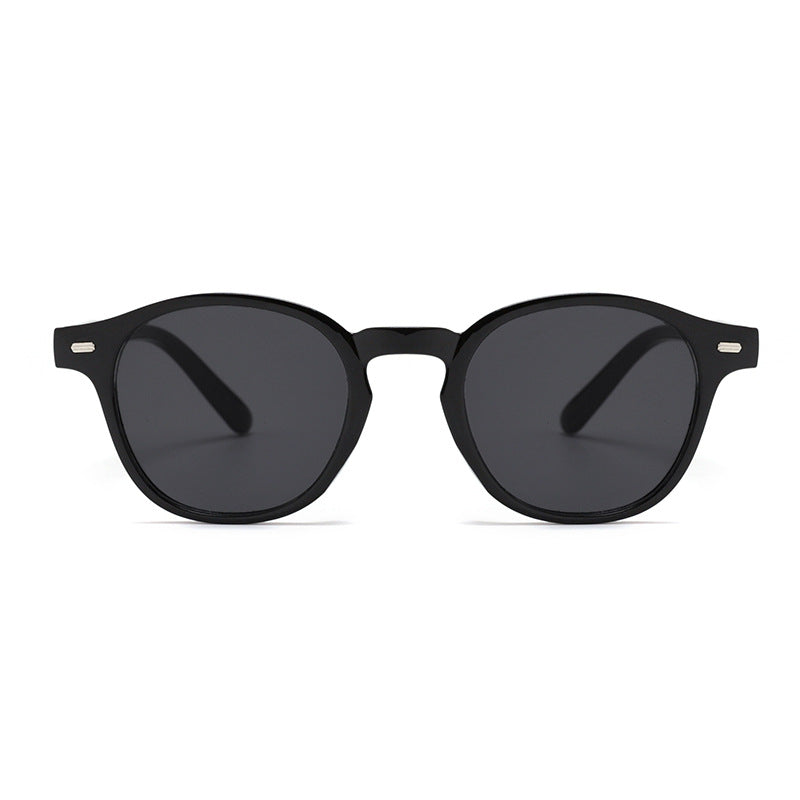 Classic vintage round eyewear with dark lenses, suitable for men & women, offering UV protection.