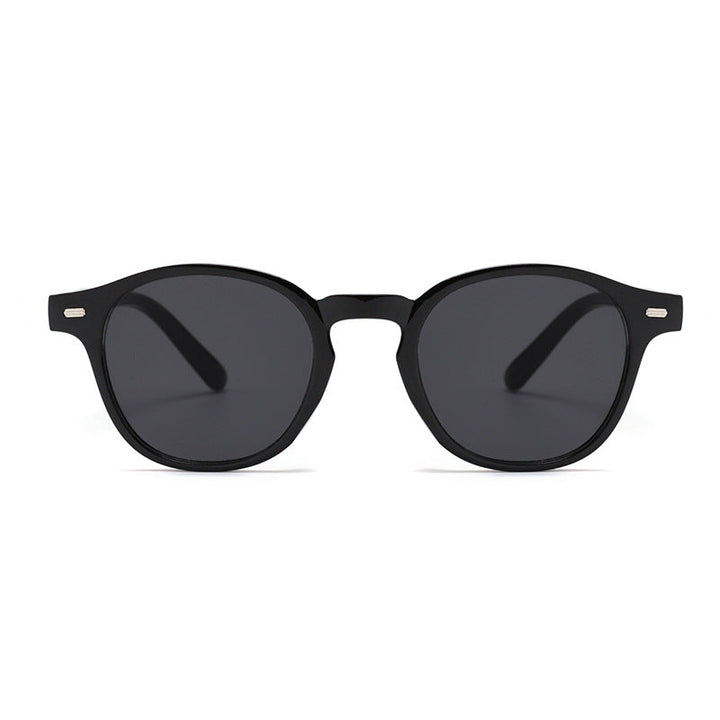 Classic vintage round eyewear with dark lenses, suitable for men & women, offering UV protection.