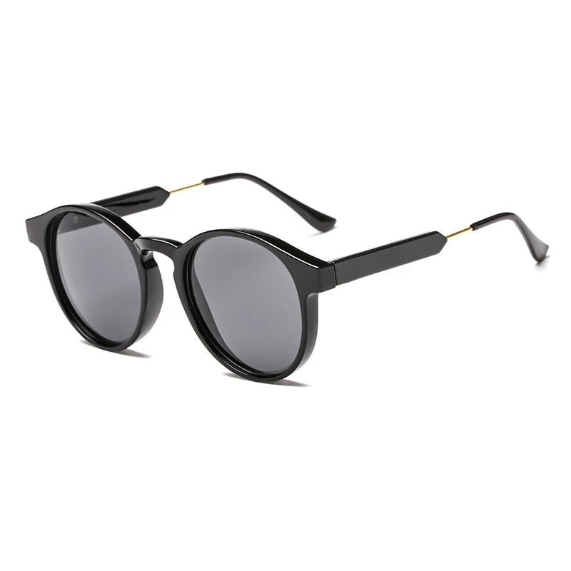 Classic retro round sunglasses, unisex design, lightweight frames with dark lenses.