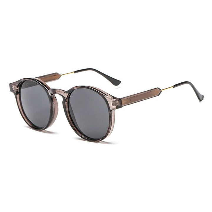 Retro-inspired unisex round sunglasses, lightweight fashion accessory with dark UV lenses.