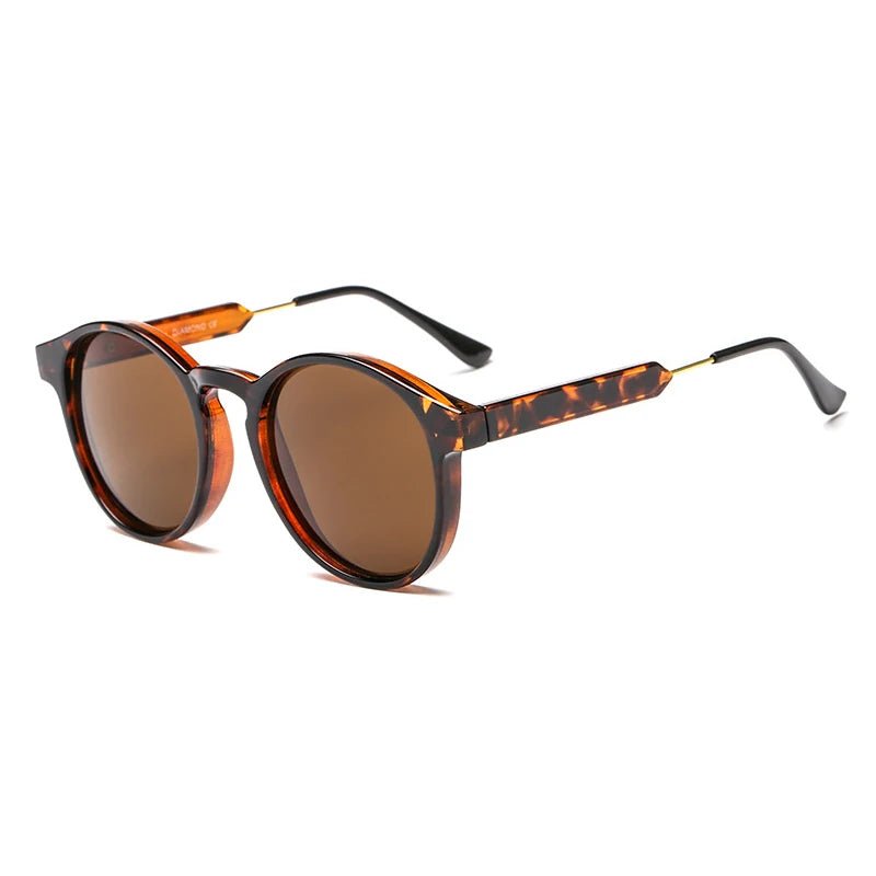 Stylish vintage round lightweight sunglasses, unisex design with dark lenses for eye protection.