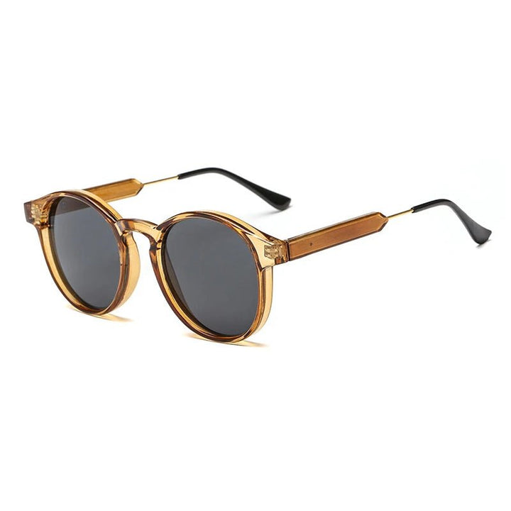 Unisex vintage round lightweight sunglasses, perfect retro fashion accessory with dark lenses.