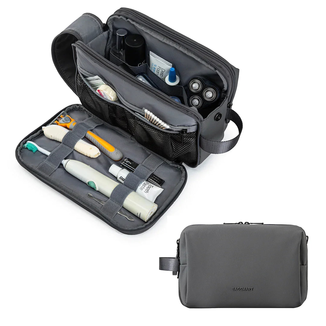 Durable water-resistant toiletry bag. Essential multi-compartment travel organizer for men & women.