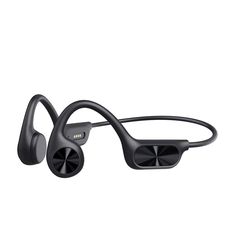 AquaSound bone conduction swimming headphones. Waterproof, open-ear, 32GB player for underwater music.