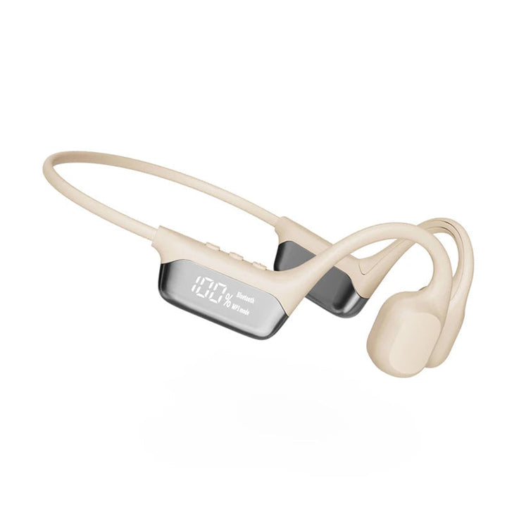 Comfortable, safe open-ear bone conduction headphones for sports. Wireless & waterproof for active outdoor audio.