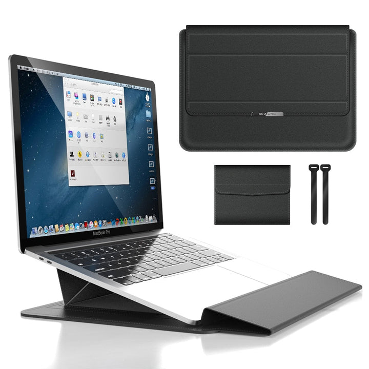 Professional laptop carry case, 3-in-1 protective design for secure tech storage & office accessory organization.